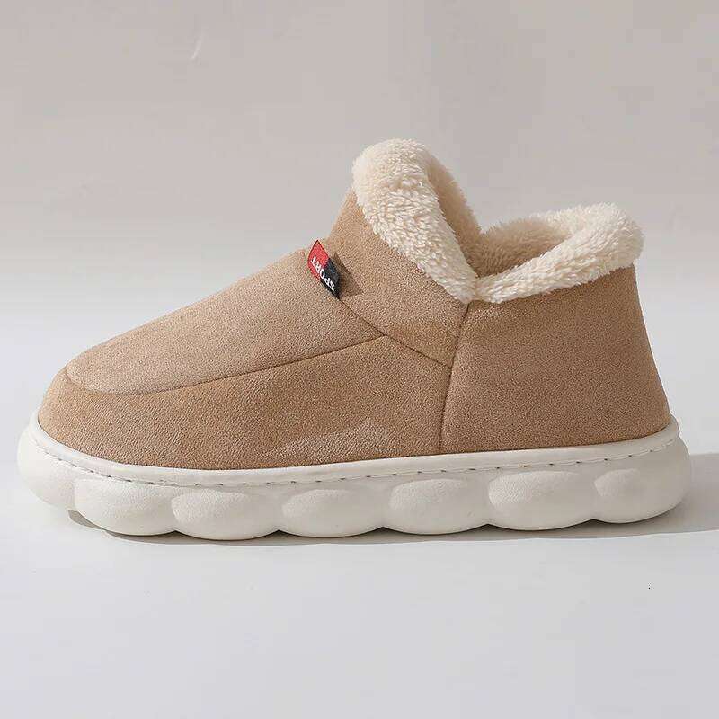 Kidmi Men Plush Platform Slippers Winter Warm Outdoor Antiskid Fluffy Soft Cotton Boots Indoor Fashion Cozy Furry Flat Home Shoe