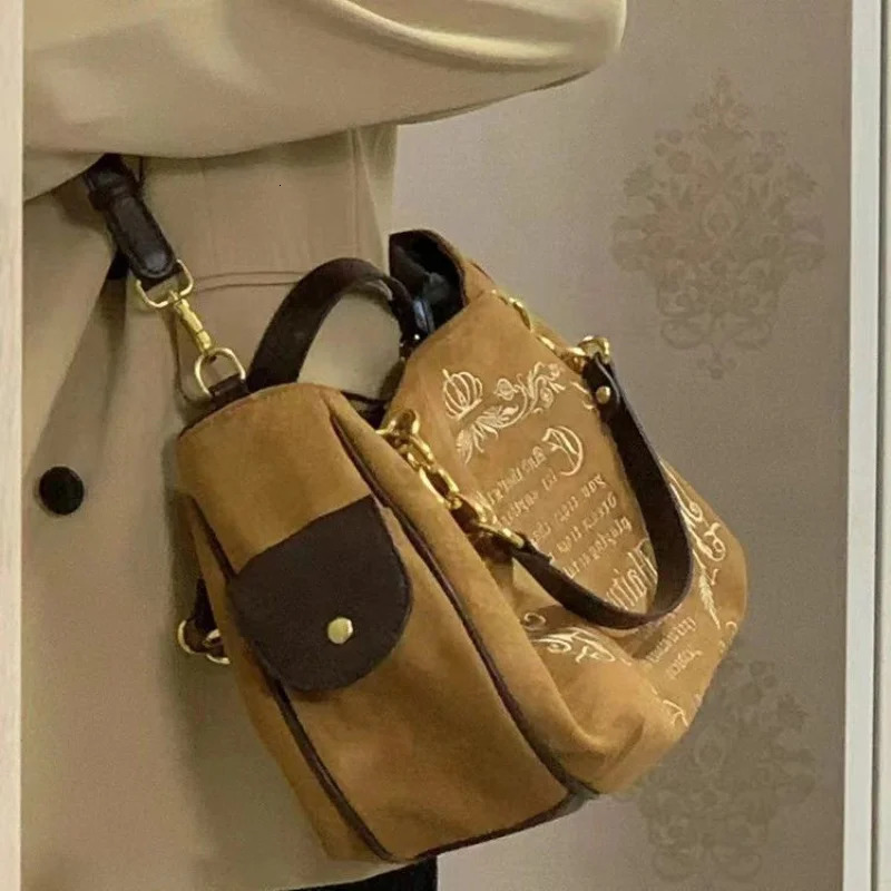 Y2K Women Pink Vintage Gothic Tote Bag Aesthetic Large Capacity Embroidery Letter Retro Ladies Grunge Chain Travel Shoulder Bags 260306