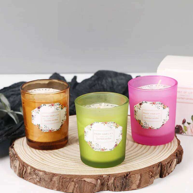 Smokeless Soy Candle, Frosted Glass Container, Long Lasting Fragrance, Low Temperature Burn, Ideal for Gifting & Home Scent W260304 W260305