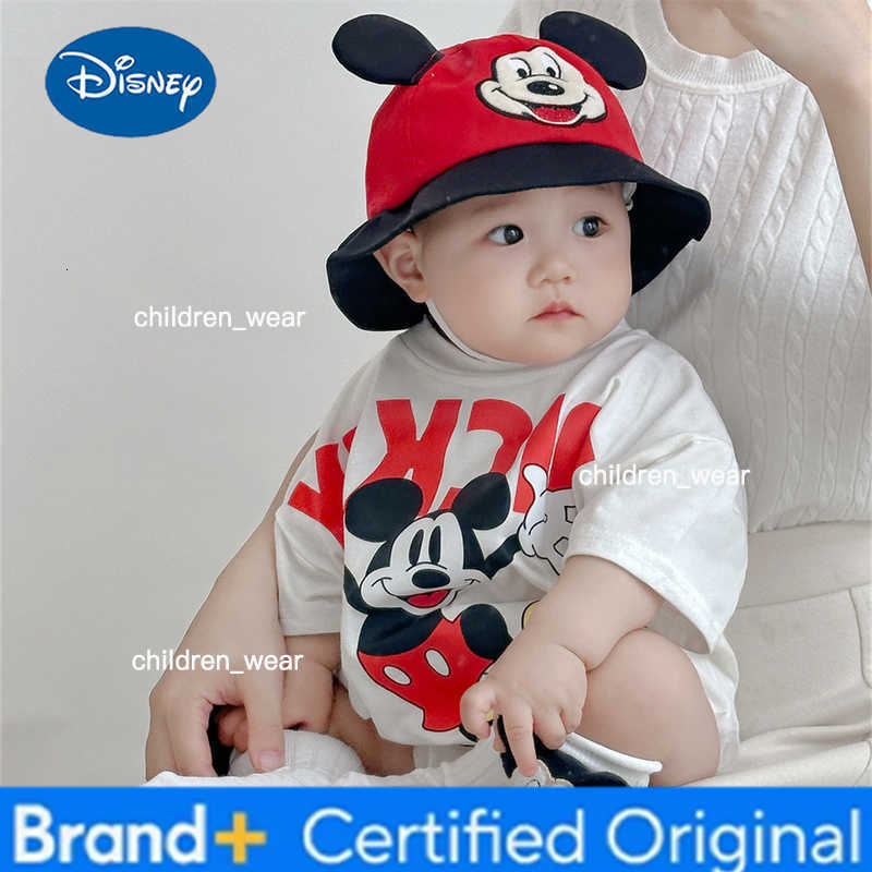 Disney Summer Striped Navy Collar Cartoon Bodysuits Mickey Mouse Donald Daisy Duck Toddler Cotton Rompers Outfits for Girl Boy H260305