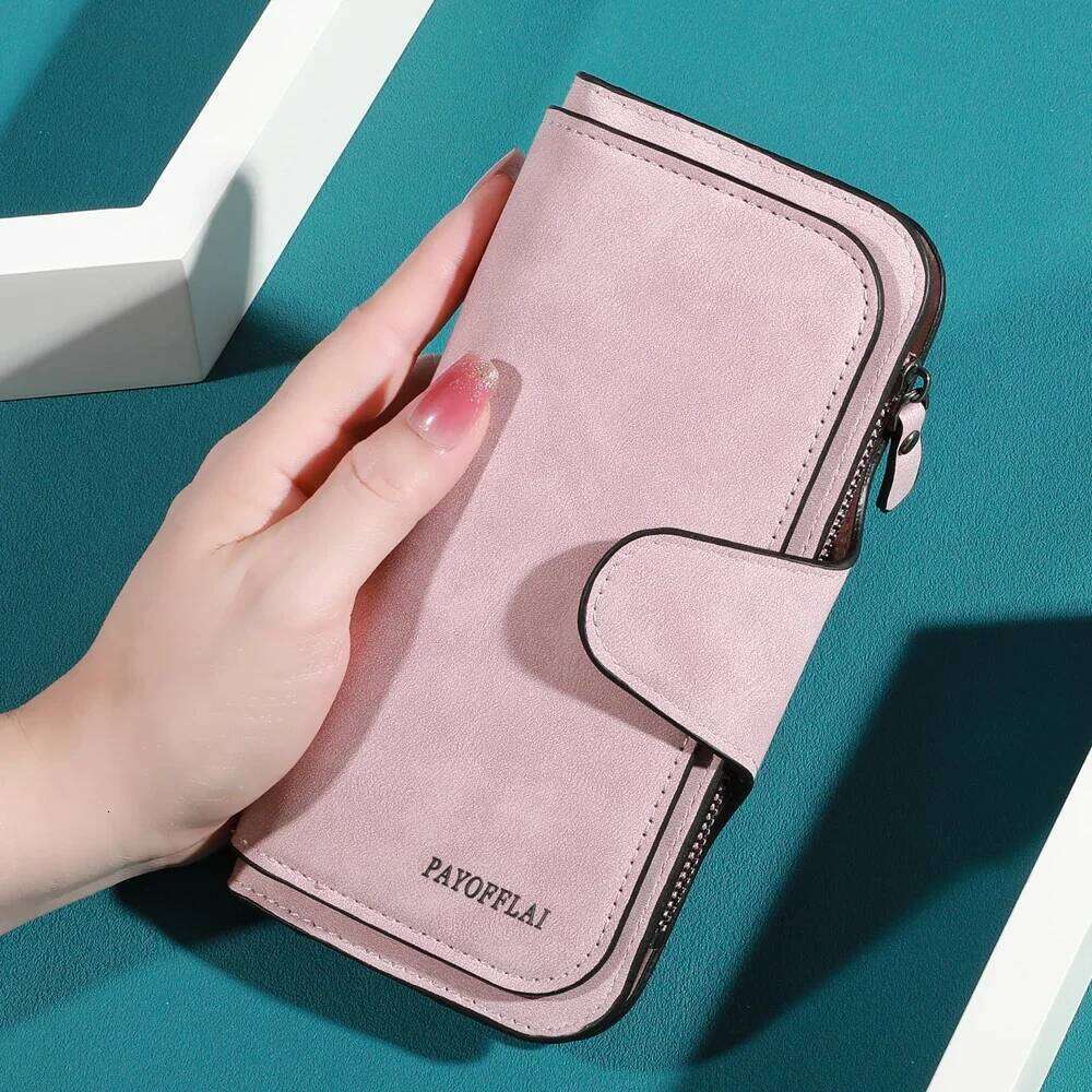 Ladies' long wallet mobile phone - large capacity three fold design, with multiple card slots and zippered coin pockets C260304