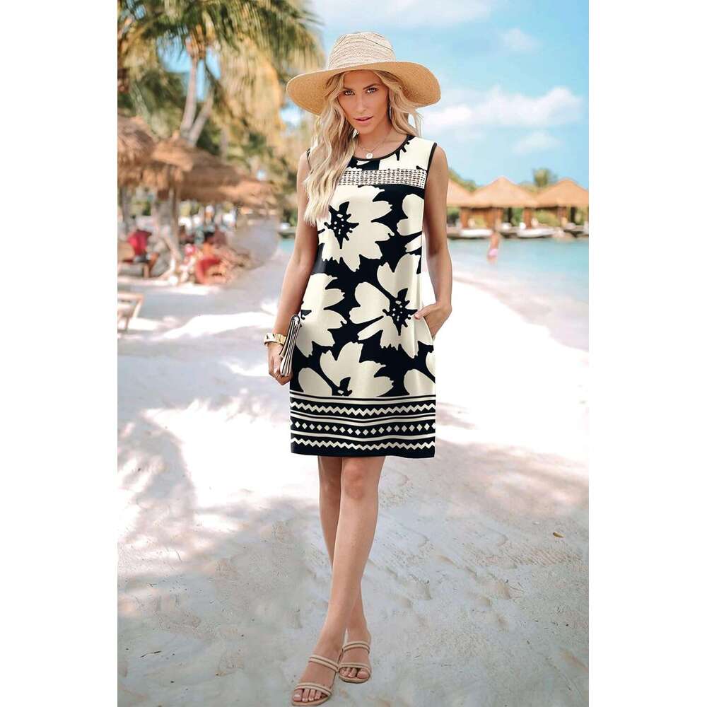 Summer Dresses for Designer Women 2026 Beach Vacation Spring Fashion Lace Mini Tank Dress with Pockets