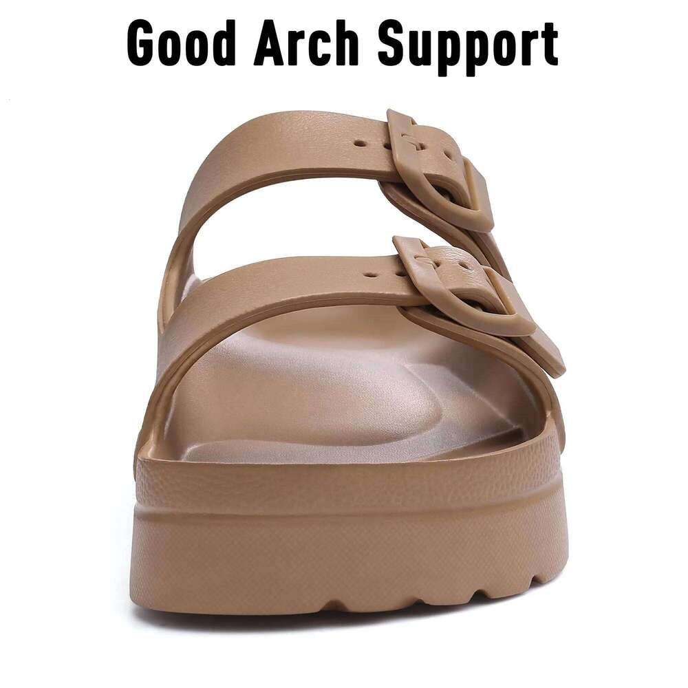 Litfun Fashion Thick Sole For Women Lightweight EVA Beach Shoes With Adjustable Buckle Summer New Orthopedic Slippers