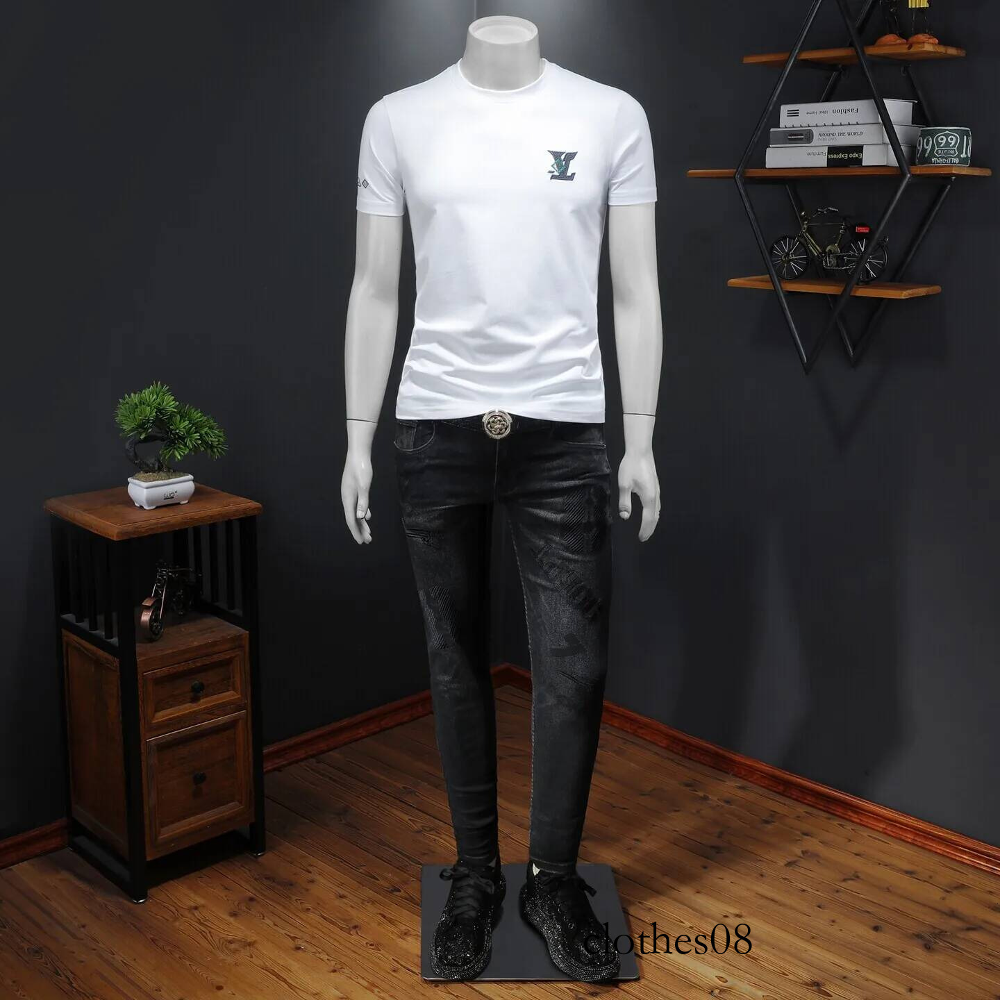 Men's Faionable round Ne Embroidered ort T-irt Slim Fit Cotton Top Trendy f Sve Tee Casual Summer Wear
