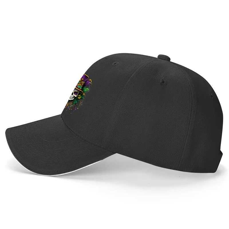 Mardi Gras Skull Top Hat Baseball Cap Polyester Casual Unisex Adult Adjustable Hat S260306