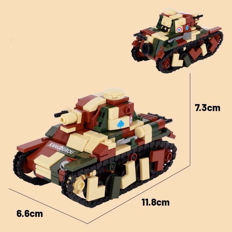 WW1 French Military Light Tank Building Blocks Army Soldier Figures Self-propelled Artillery Model Assemble Bricks Boy Toys Gift Z260306