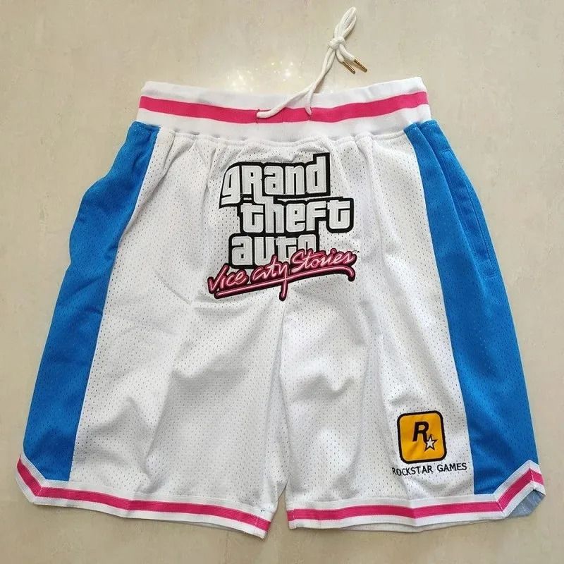 Basketball shorts oversized mens GTA VICE CITY embroidered womens sports high street hiphop breathable mid beach pants