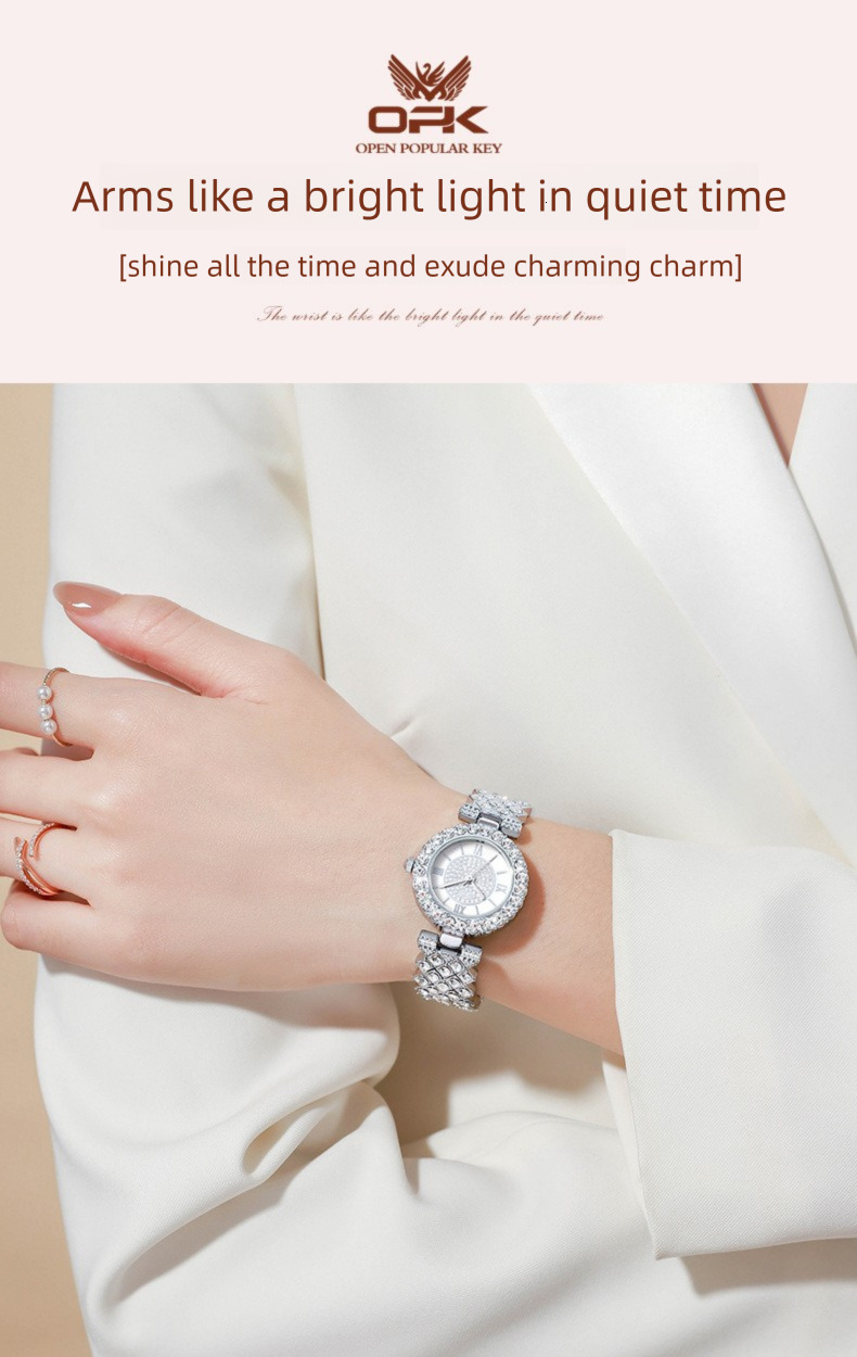 New OPK brand watches popular in Europe and America, women's watches with full diamond bracelets, quartz luxury watches for women