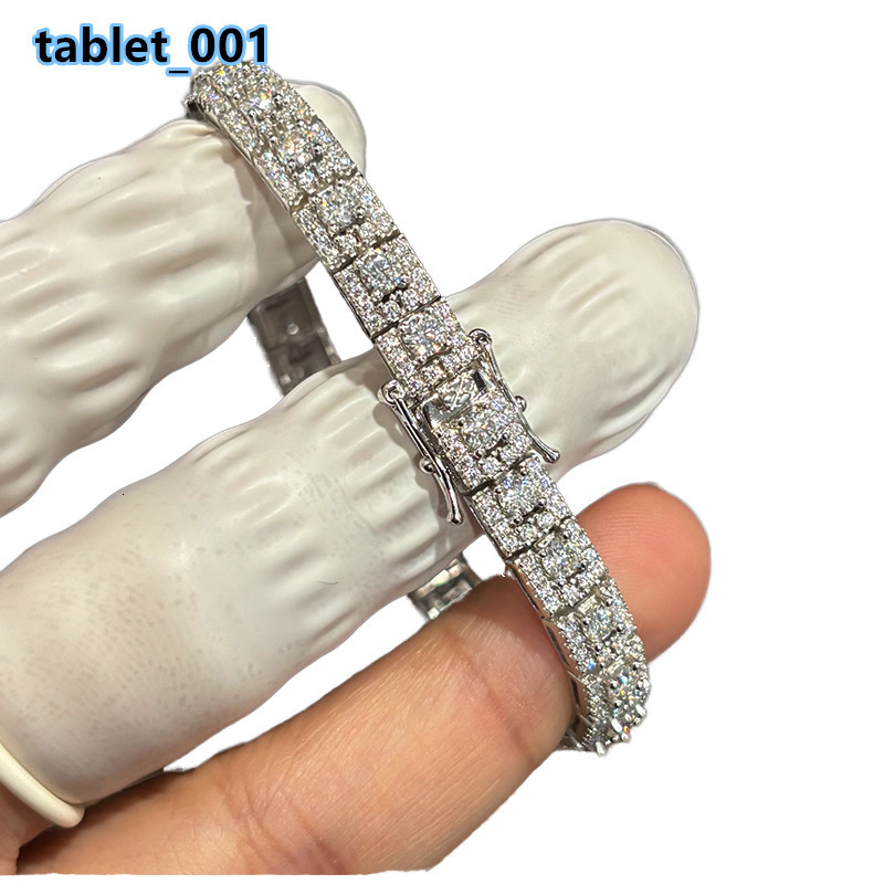 High Quality 925 Sterling Silver VVS Moissanite Tennis Bracelet 18k Gold Plated Fine Jewelry in Hip Hop Style for Women and Men