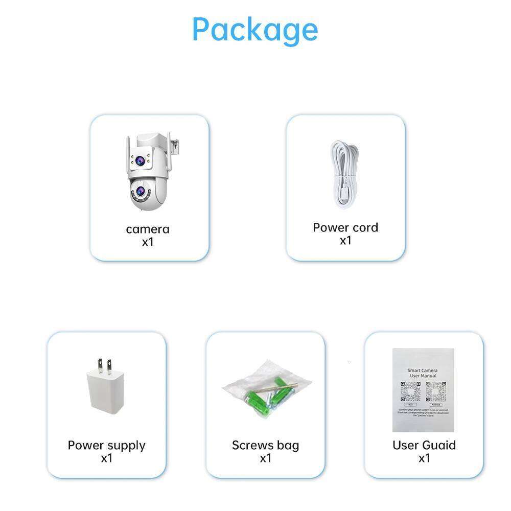 Jooan 5K 8MP Lens Dual Screen IP Wifi PTZ Camera Outdoor AI Auto Tracking CCTV HD Audio Video Surveillance 26W0306