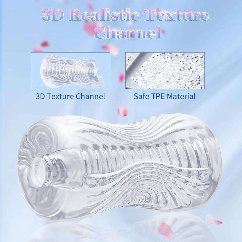 Clear Visible TPE Spiral Masturbator Cup for Men Penis Delay Training Device Adult Sex Toy W260305