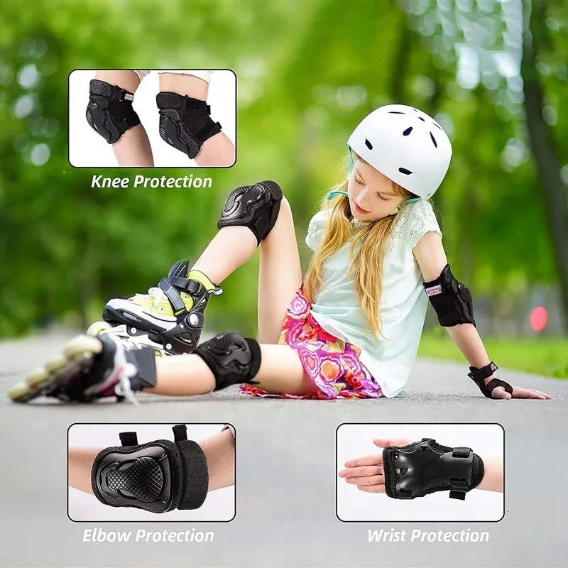 6PcsSet Elbow Knee Pads Skating Protector Skateboard Bicycle Sports Protective Gear Riding Roller Wrist Guard Kids Adults BMX 260228