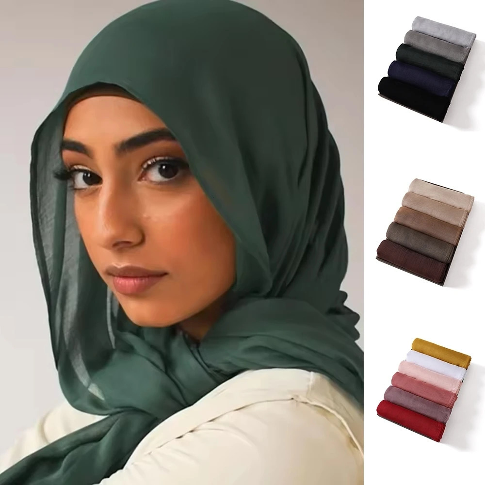 Muslim Hijabs for Women Scarf Thin Plain Shawls Femme Musulman Soft Viscose Rayon Headscarf Islamic Turban Headband 200x85cm 260304