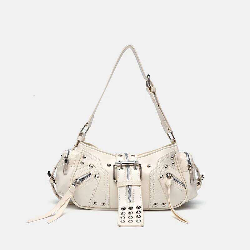 Women S Y K Punk Vintage Shoulder Purse PU Leather Gothic Rivet Handbag Waist Bag Luxury Black Cross Body Bags With Spikes TIANOUDAISHU