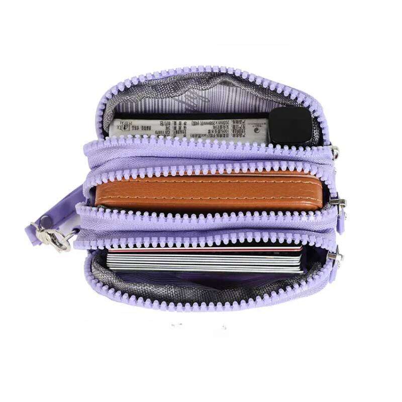 Zipper Waterproof Portable Three Layer Card Holder Female Girl Handbag Headphone Mini Nylon Coin Purse Key Bag Women Wallets C2603041