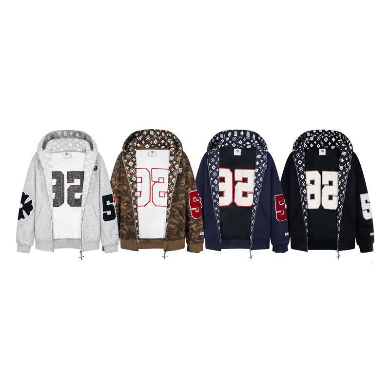 Men's Hoodies Modish Winter Sweatshirts New Real Shot American Retro Embroidery Flocking Personalized Design Hooded Sweatshirt Cardigan Men'