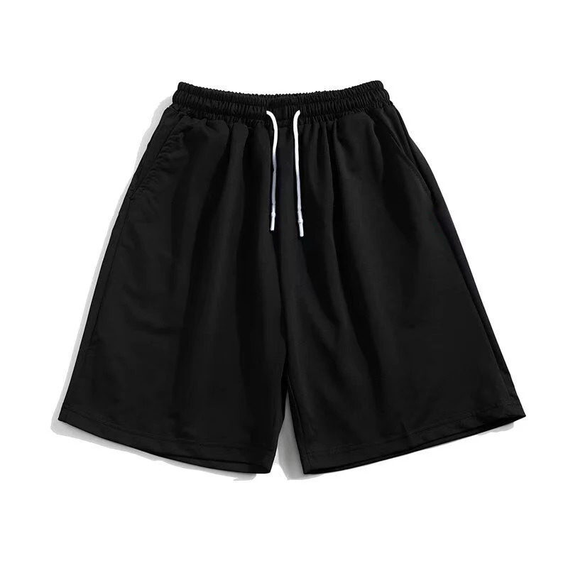 Summer Y2K Solid Color Cotton Loose Mens Sports Pants Shorts Street Wear Simple Drawstring Straight Casual Shorts Male 260306