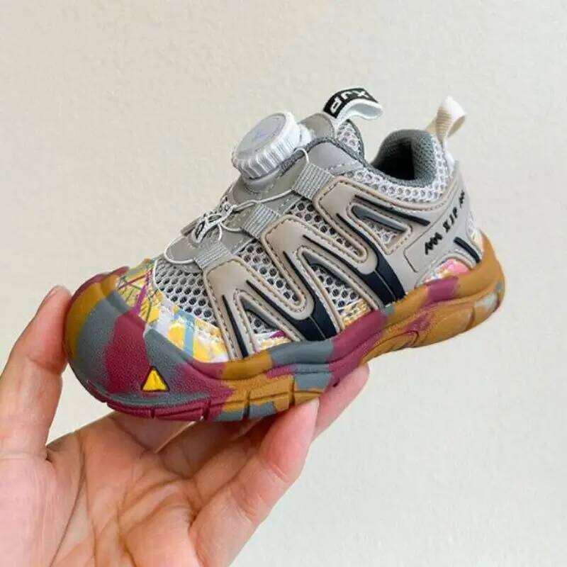 Children's Sports 2026 Autumn New Rotating Buckle Boys' Outdoor Mountaineering Shoes Girls' Soft Sole Fashion Casu 26Y0304