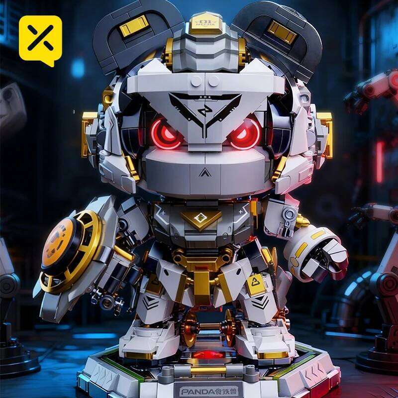 ToylinX 23cm Building Blocks Set LED Light Up Panda Robot Toy Mecha Model Kit for Adults Kid Cool Action Figure Gift Z260305
