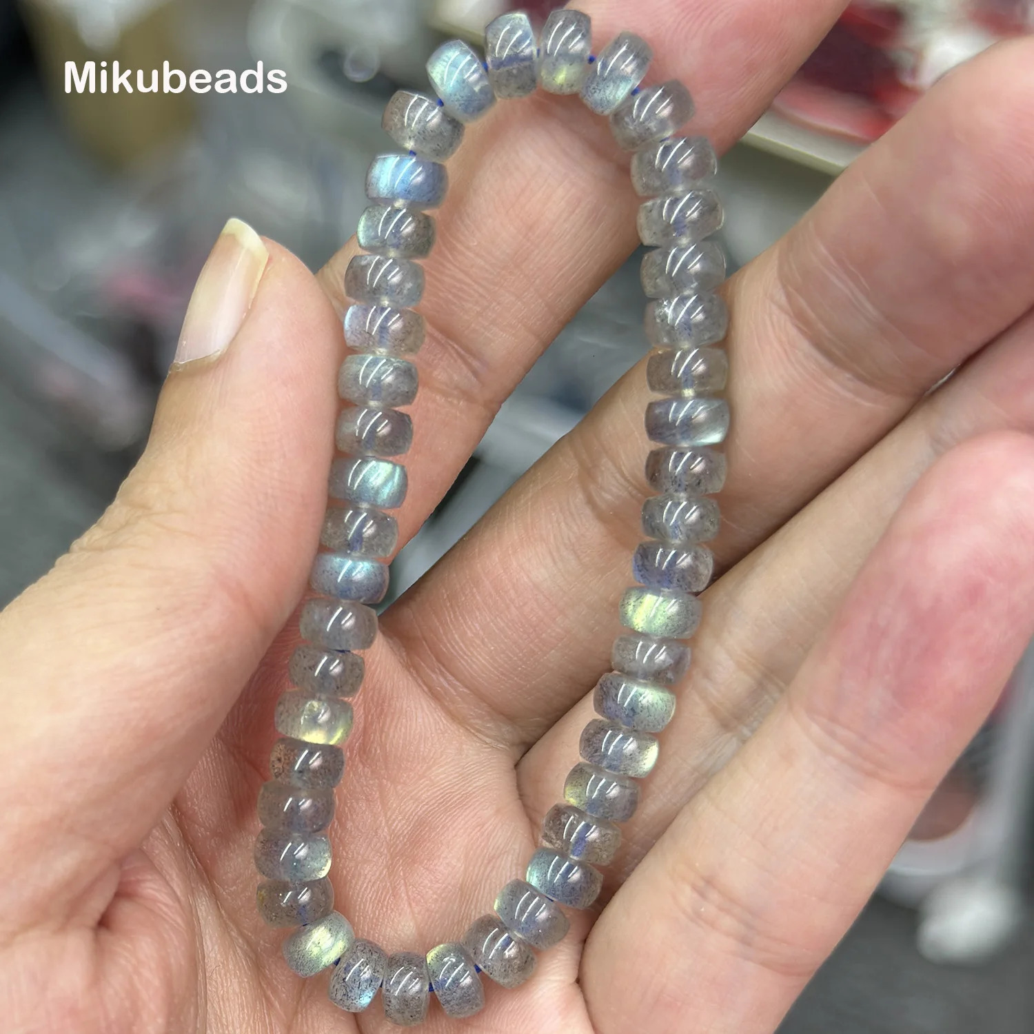 Wholesale Natural 36mm 3A Madagascar Labradorite Rondelle Smooth Loose Beads For Making Jewelry DIY Necklace Bracelet 260302