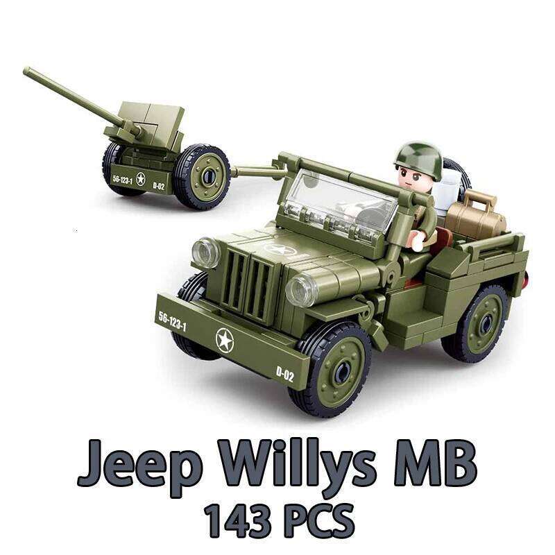 SLUBAN WW2 Military Normandy Landing Tank Aircrafts Jeep Boat Model Building Blocks Soldier Sets Dolls Brick Kids Toys Gifts Z260306