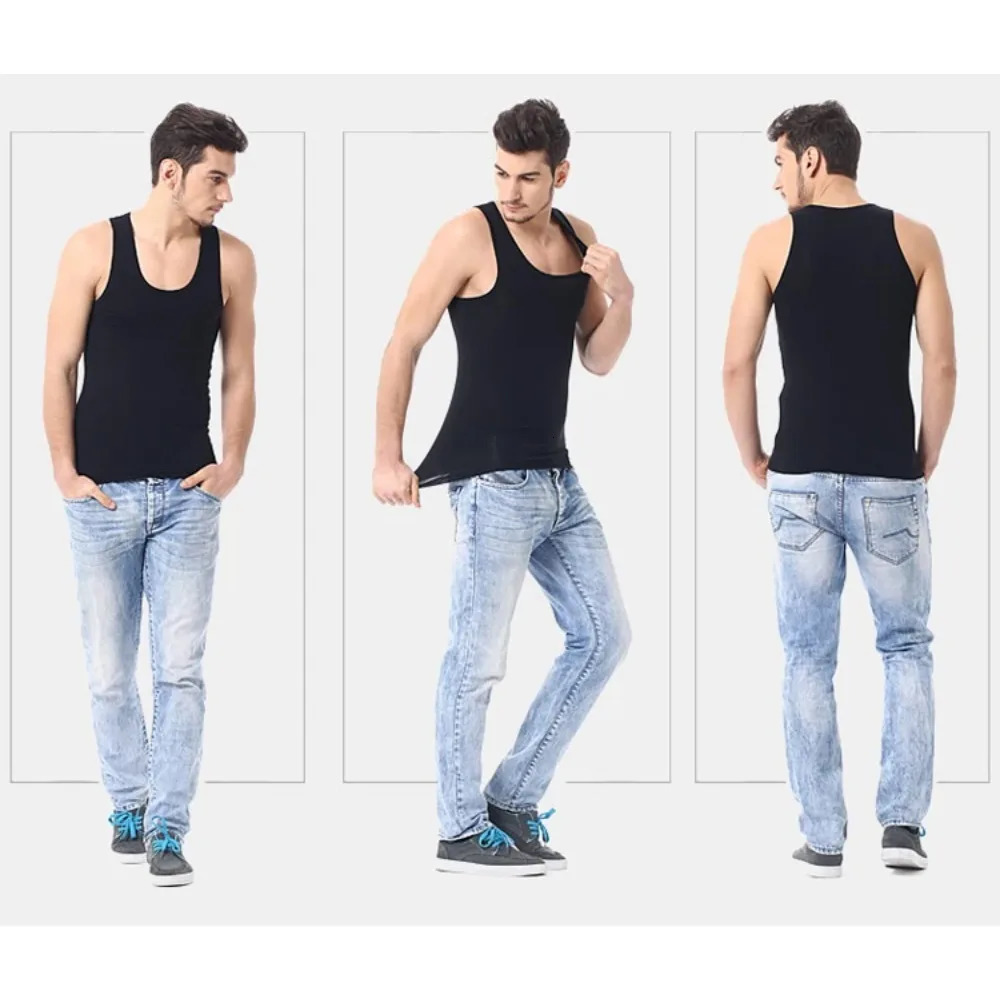 Four Seasons Men Pure Cotton Vest Youth Fit Sports Fitness Middle-aged Casual Sleeveless Top 260306