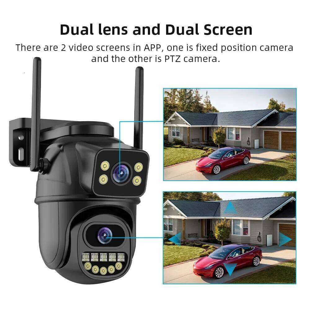 RDV 4K 8MP WiFi Surveillance Camera, Dual Lens, 4X Digital Zoom, AI Human Detect, , Outdoor Security PTZ IP Cameras 26W0306