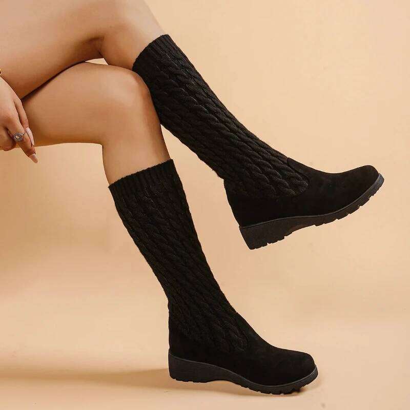 2025 Spring Autumn New Women's Knee length Fashion Sleeve style Retro Leisure High rise Socks and Boots