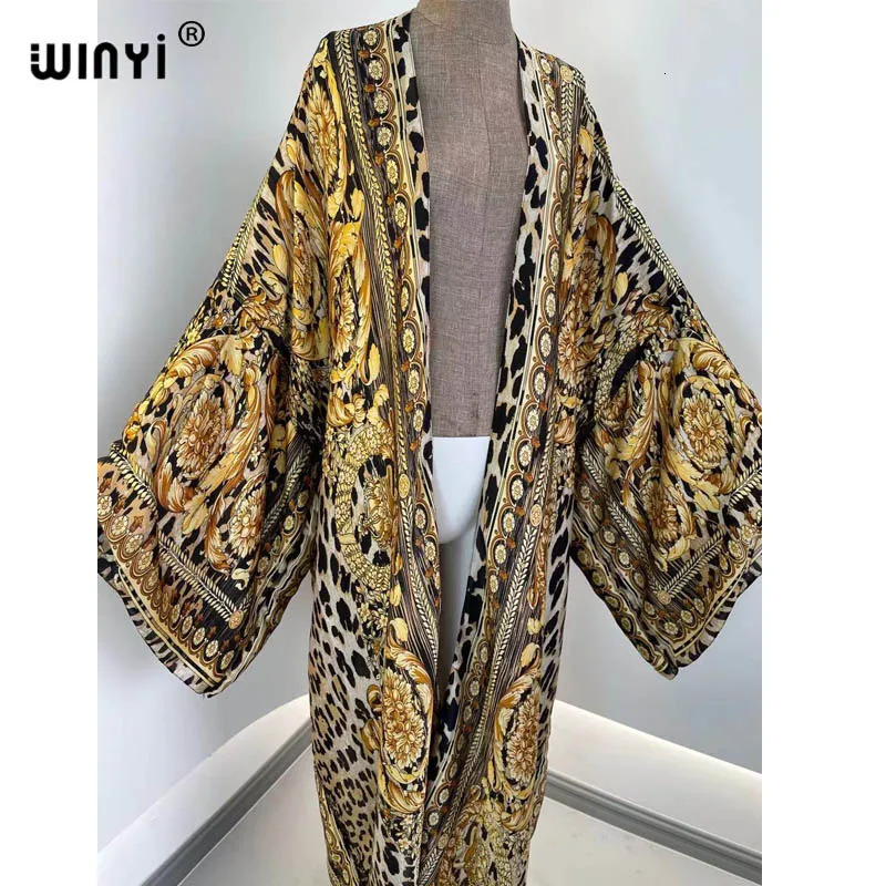 WINYI 2024 vestido longo Women Cardigan robe Cocktail sexcy Boho Maxi African Holiday Batwing Sleeve Silk Robe 260228