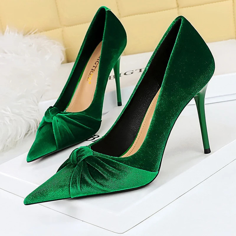 BIGTREE Shoes Bowknot Suede Women Pumps Fashion High Heels Pointed Stilettos Women Heels 2026 Pumps Plus Size 43 260306