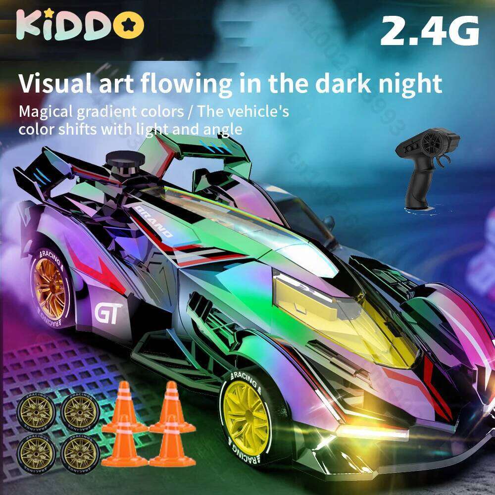 4WD Drift RC Racing Model Boy Toy Four-wheel Drive 2.4G Remote Control Car with Colorful Light Spray Toys for Boys Christmas C260305