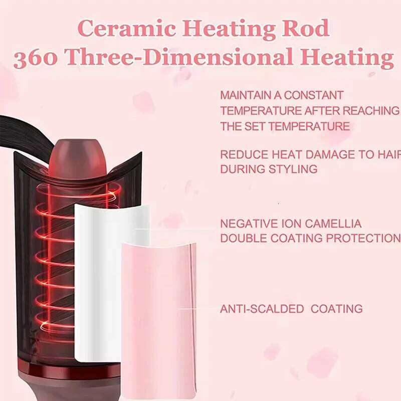Professional Automatic Rotating Styling Tool Hair Curler with Ceramic Ionic Barrel and Smart Anti-Stuck Sensor 26Y0306