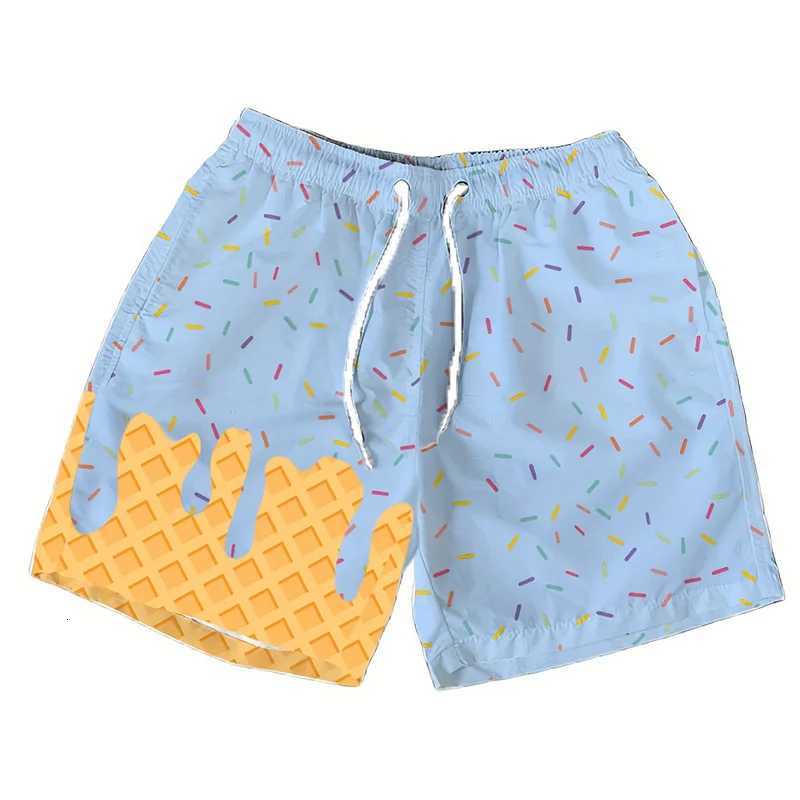 Multi Color Ice Cream Graphic Beach Shorts For Men Kids 3d Printed Cartoon Hawaiian Swimming Trunks Summer Loose Board Shorts X260306