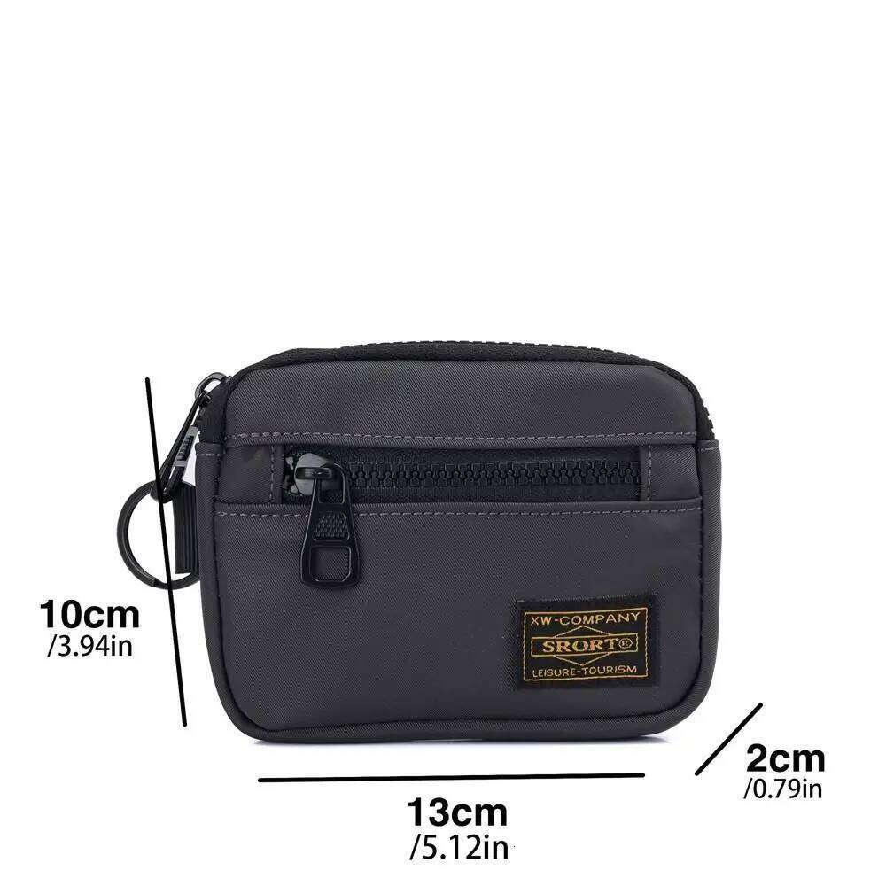 Portable Canvas Coin Purse Card Holder Oxford Cloth Short Wallet Lightweight Zipper Pouch Mini Earbuds Storage Bag C260304