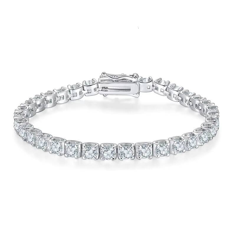 Sparkling 3mm Moissanite Halo Tennis Bracelet High Quality Platinum Plating Non Fade 925 Sterling Silver Hip Hop Jewelry for Men