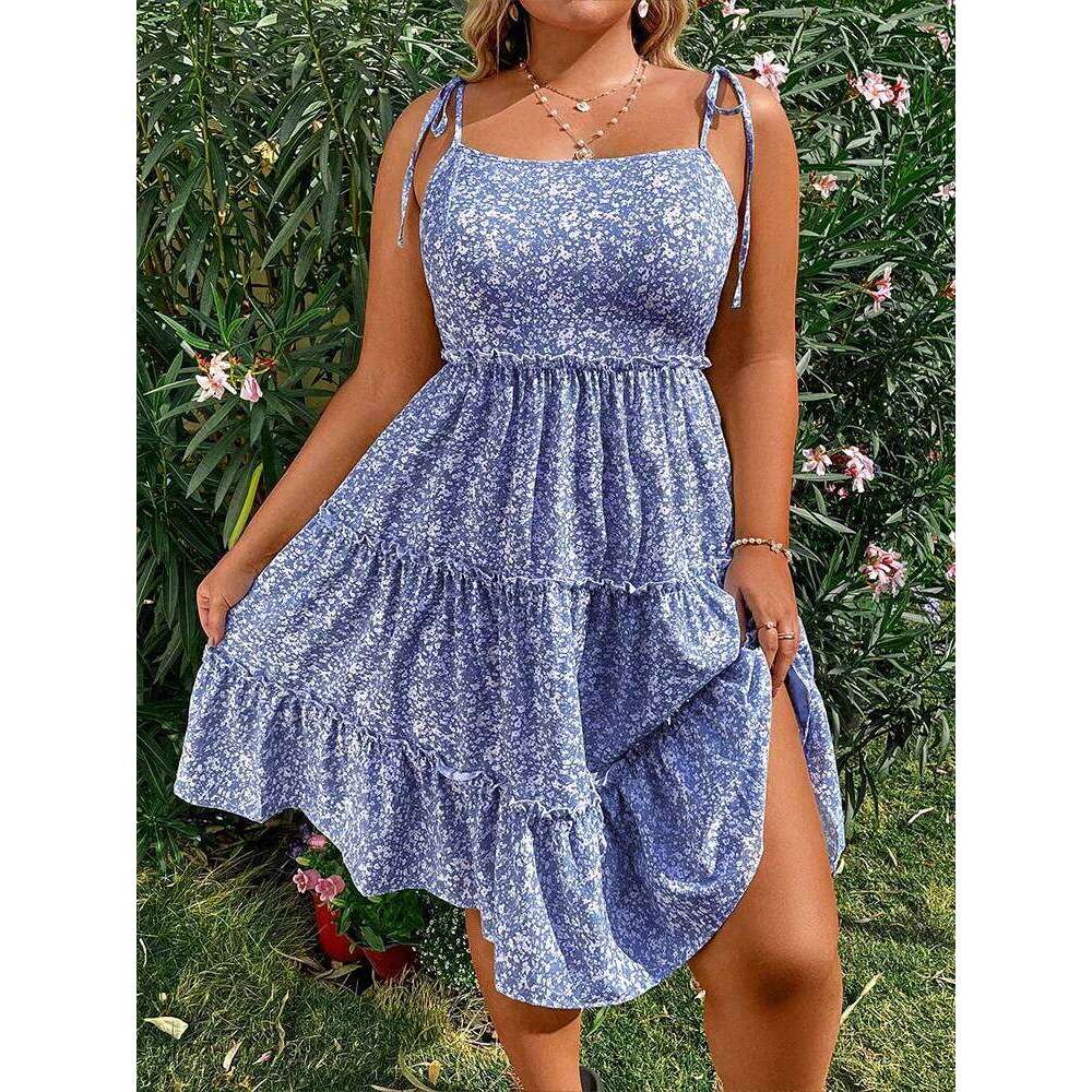Plus Size Women's Mini Floral Dresses Half Bodycon Short Sleeve Sling Comfortable Casual Best Choice for Summer