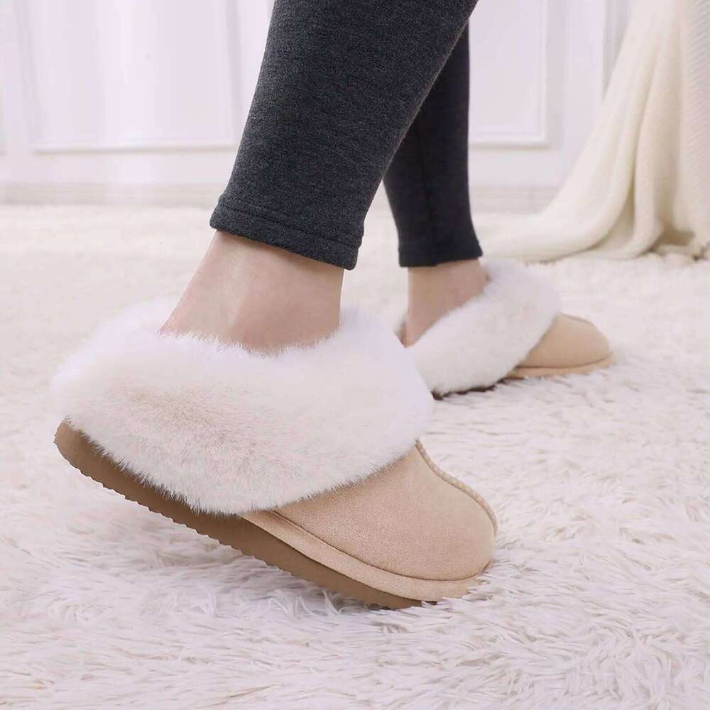 Litfun Winter Fuzzy Women's Fluffy Non-slip House Warm Faux Fur Slides Cozy Plush Lining Outdoor Slippers