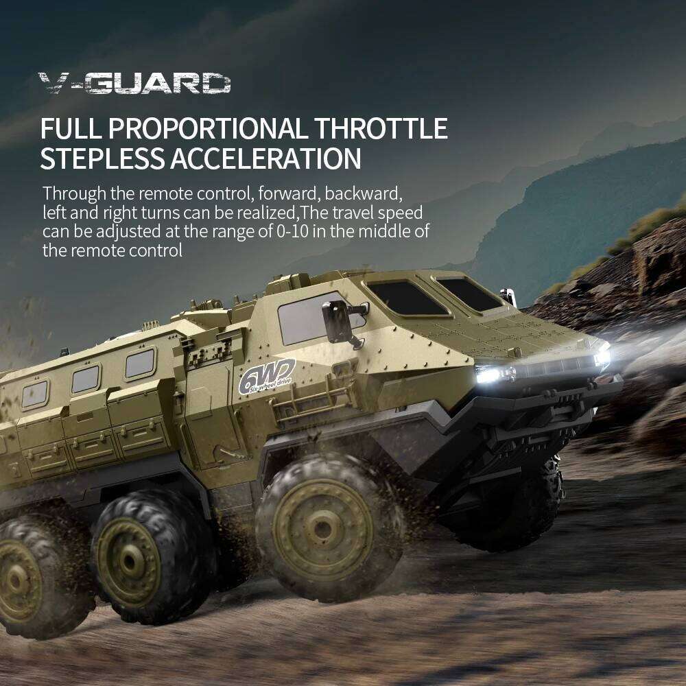 NEW 6-wheel drive Armored Heavy-duty Transport Vehicle Adjustable Speed Full-scale Climbing Off-road RC High-speed Car C260305