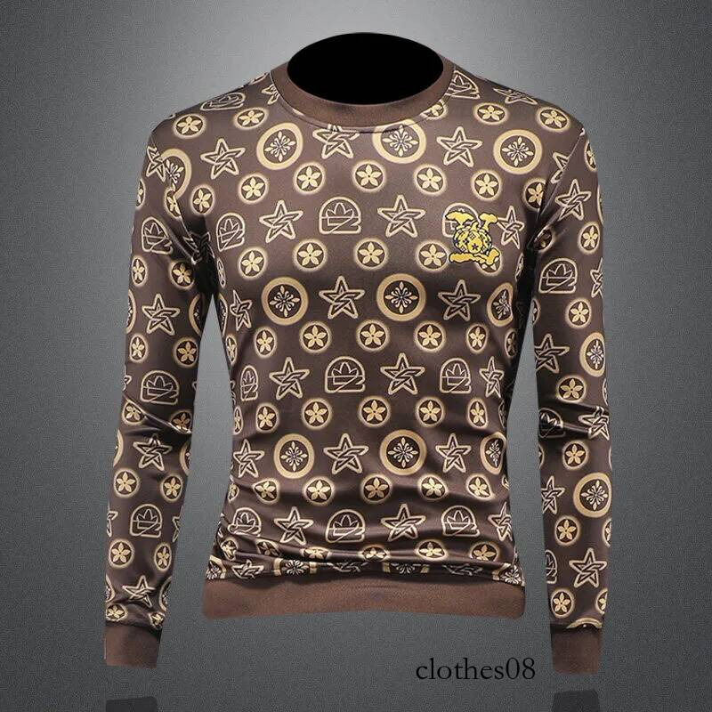 Men's Faionable Printed Base irt Trendy Streetwear Sweatirt Casual Sle Long Sve round Ne Geometric Pattern Cotto...