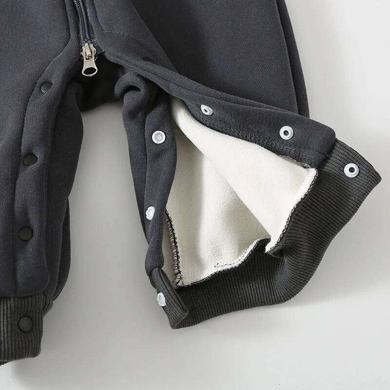 Infant Baby Clothes Fleece-Lined Winter Romper with Zipper Thickened Warm Old Money Style Outfits for Newborn Girls Boys66-100 Z260306