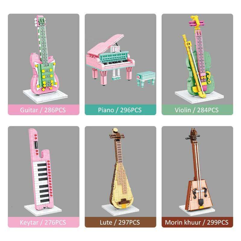 Mini Musical Instrument Piano Violin Building Blocks City Friends Enlightenment Musician Educational Bricks Toys for Kids Gifts Z260305