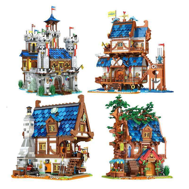Medieval Series Architecture Building Blocks Model Middle Ages Castle Set MOC Street View Modular Tree House Bricks Toy Boy Gift Z260306