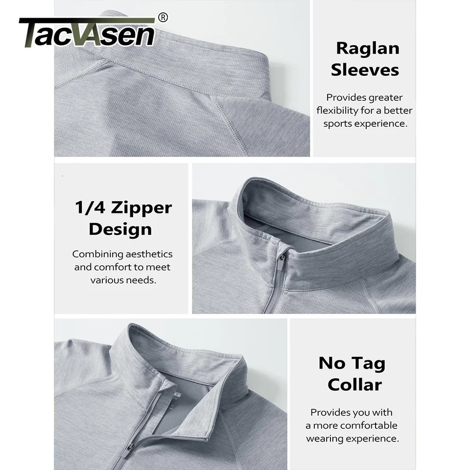 TACVASEN Sun Protection Long Sleeve Shirts Mens 14 Zip Up UPF 50 Rash Guard Lightweight Quick Dry Fishing Running TShirts 260302