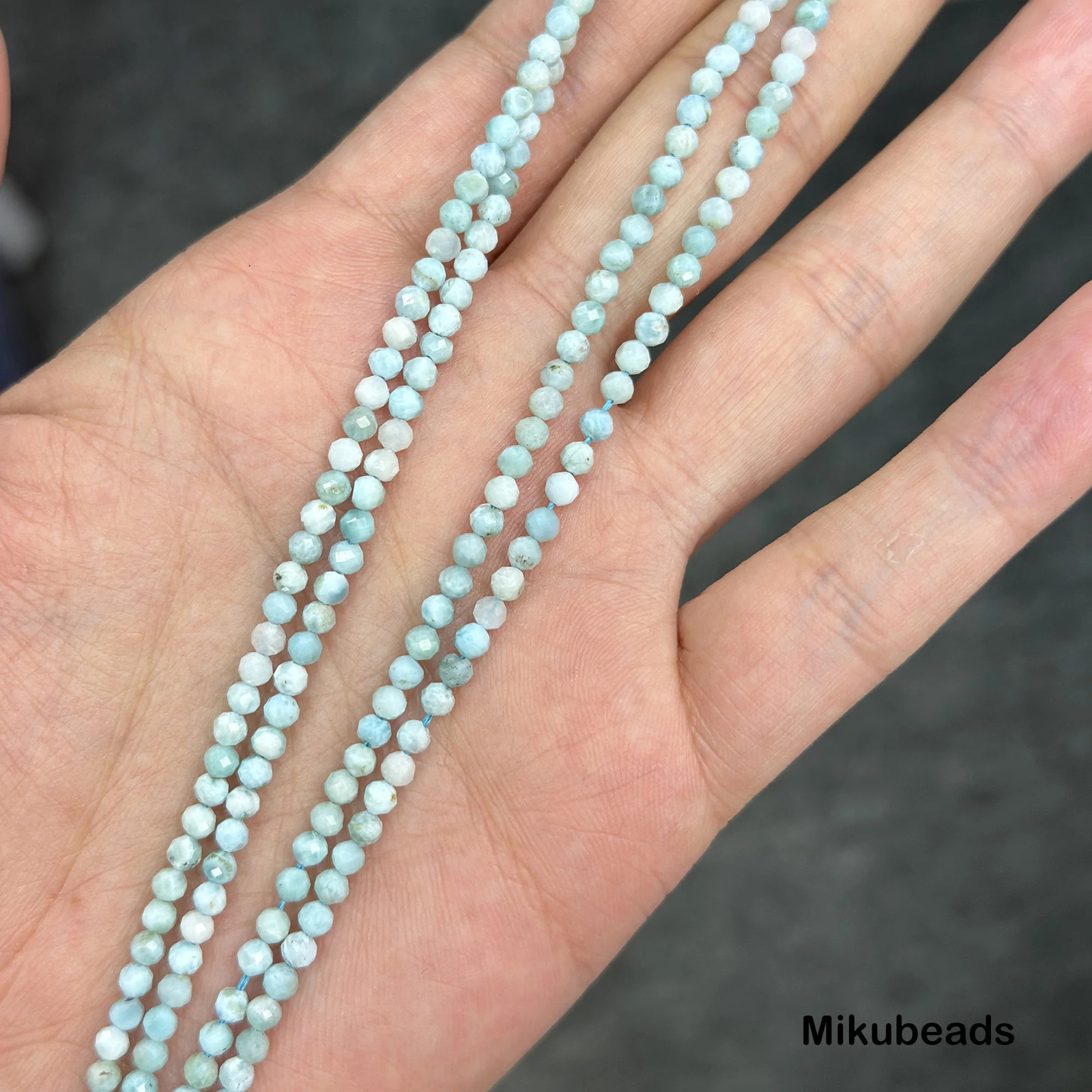 Wholesale Natural m 4mm A Larimar Faceted Round Loose Beads For Making Jewelry DIY Stone Necklace Strand Mikubeads 260302