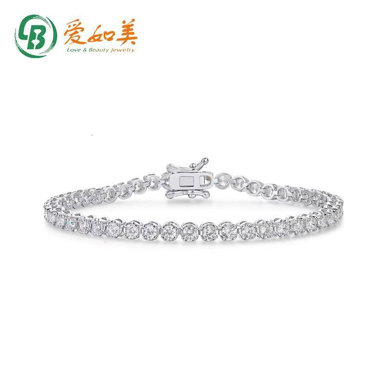 Fashion Unisex Jewelry 925 Sterling Silver White Gold Plated Chain Bracelet Charm Moissanite Tennis Bracelet for Women