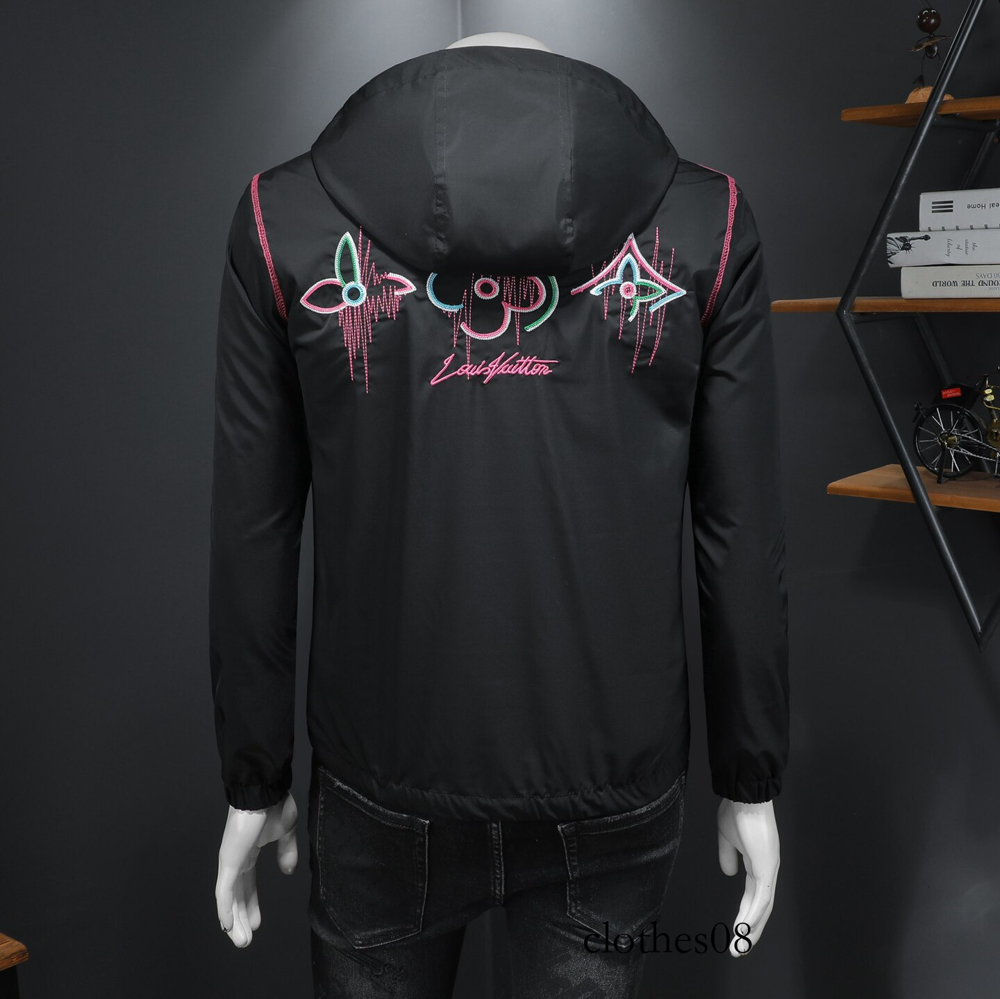 European Station 2026 Spring New Men's Hooded Jacket with 3D Embroidery, Large Size, High-Quality Casual Coat