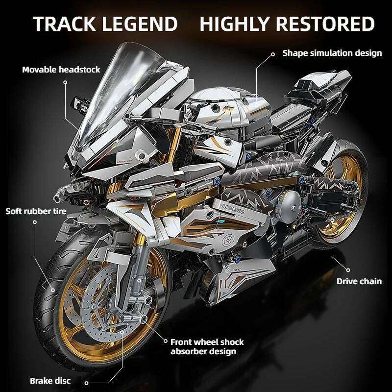 TOYLINX 1:5 Platinum Motorcycle Desktop Decorations 2078PCS Racing Motorbike Building Blocks Gift Mechanical Assembly Bricks Toy Z260305