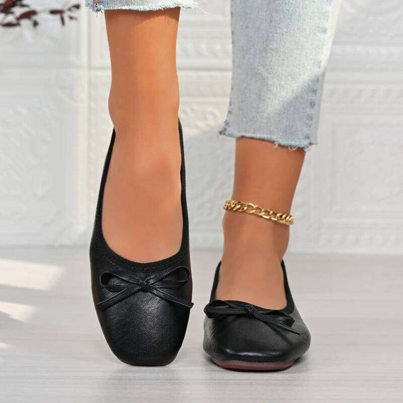 2026 Summer New Women's Comfortable One Step Single Fashion Bow Decoration Solid Color Casual Shoes