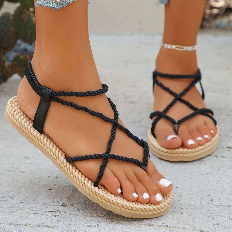2026 new women's simple and versatile flat bottomed casual toe fashion design sandals outdoor comfortable beach shoes