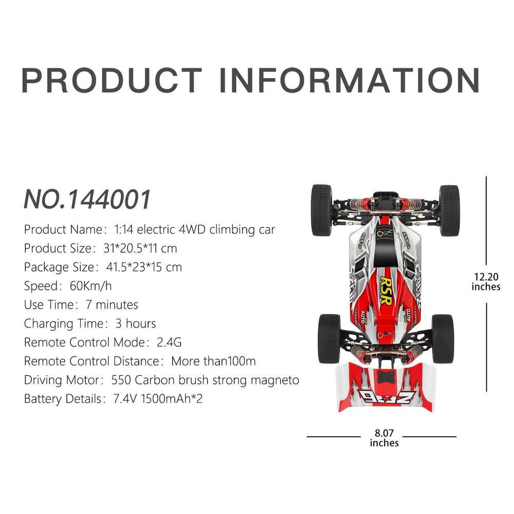 WLtoys 144001 Racing RC Car,1:14 Scale High Speed Remote Control Car, 60Km/h, Suitable for Outdoors and gift C260305